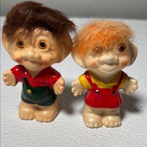 Vintage Norcrest Troll Salt & Pepper Shakers w/Hair RARE Norcrest Japan